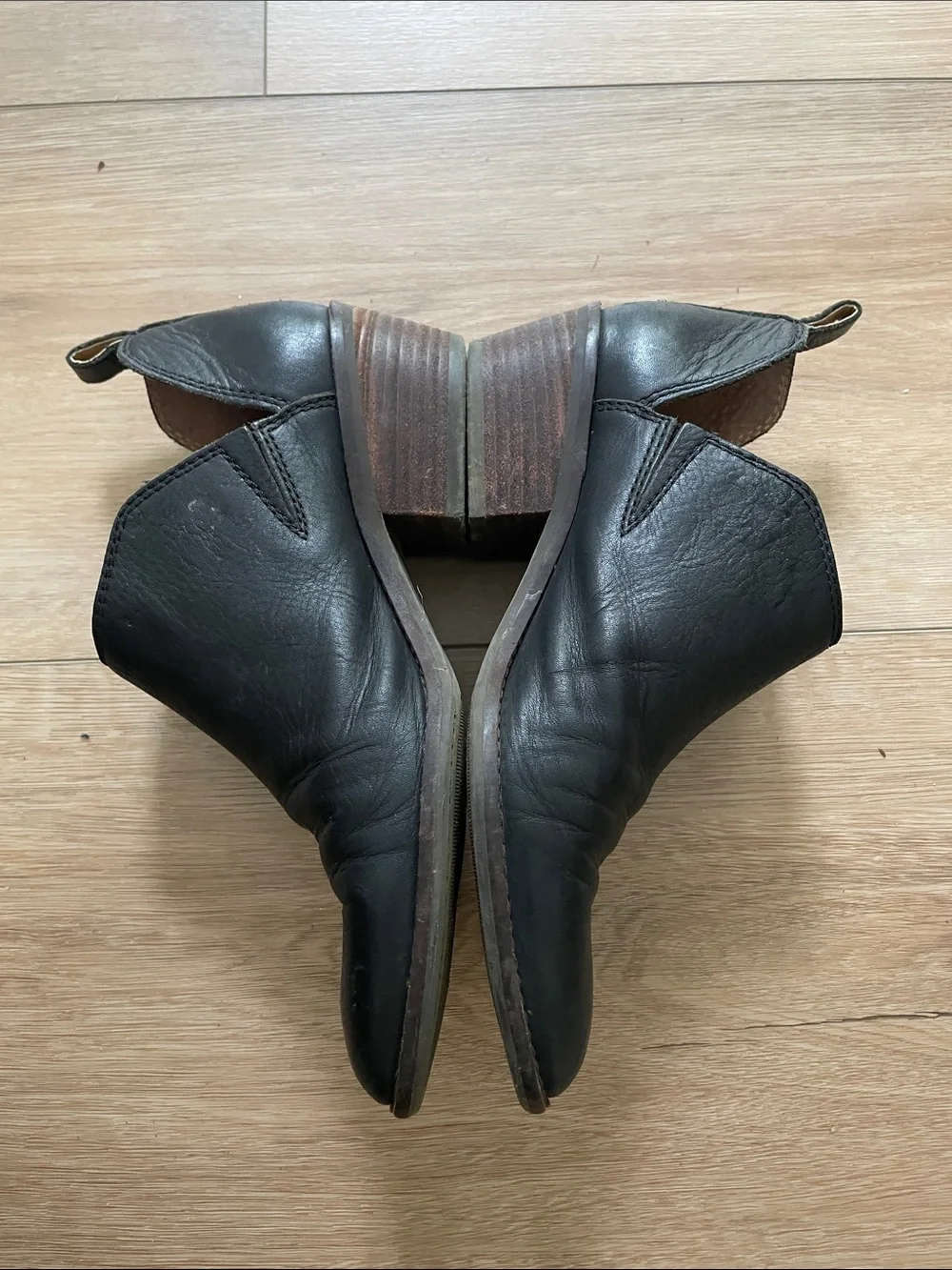 Lucky Brand 7 Women’s Black Leather Ankle Booties with Low Stacked Heel #0010